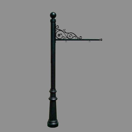 Qualarc Sign System w/Ball Finial & Fluted Base, Black color REPST-804-BL